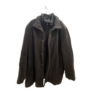 Alfani Men's Wool Cashmere Blend Full Zip Button Front Coat Brown XL Fall '09